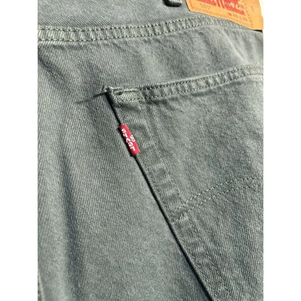 “Levi’s 501 Original Jeans Men’s 40x30 Green Garment Dyed NWT Straight Leg”
